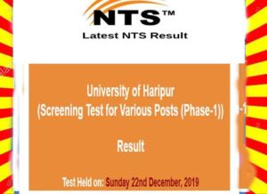 Read more about the article University of Haripur Jobs 2019 NTS Test  Answer keys Result